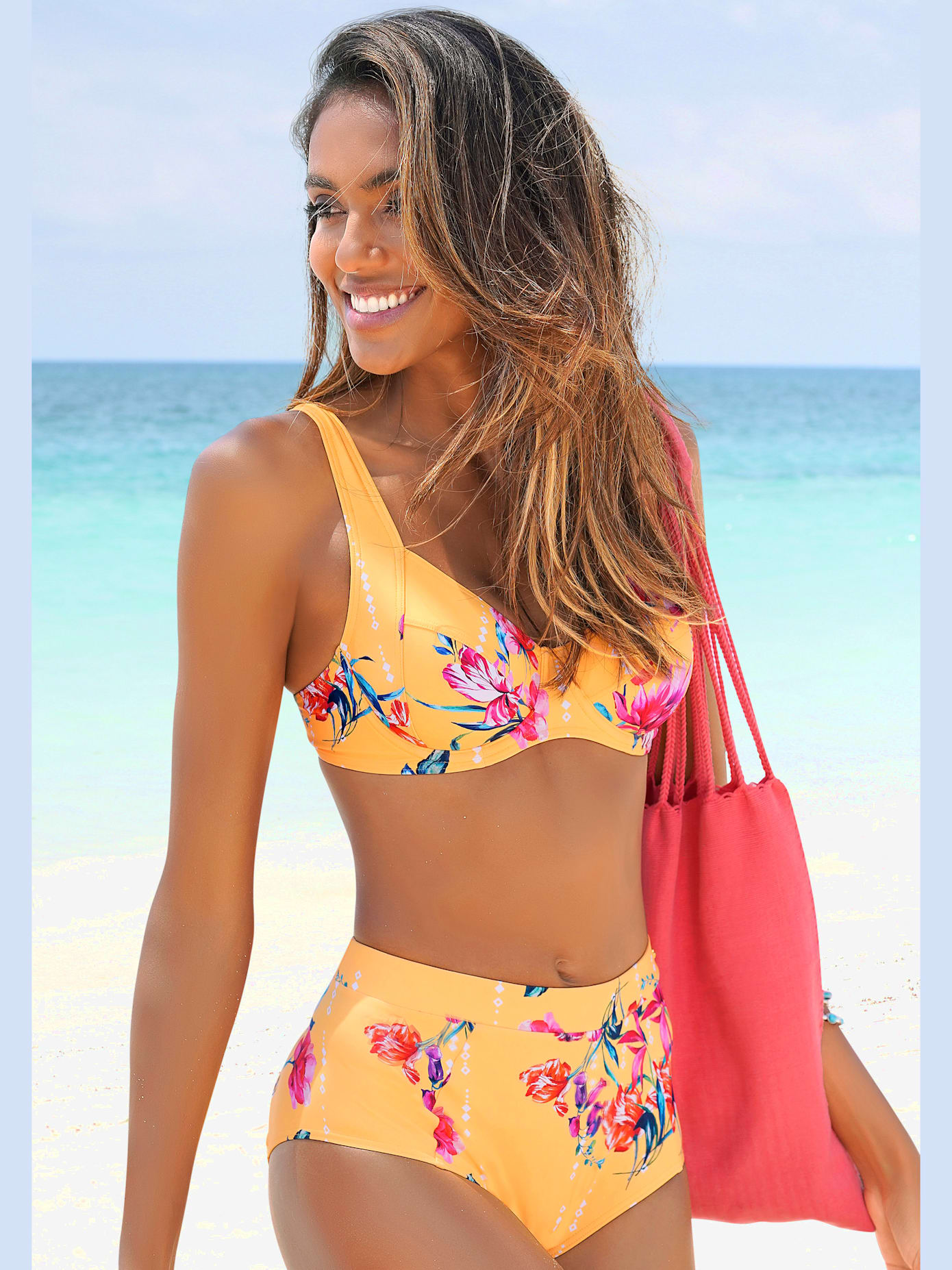 Haut de maillot de bain à armatures imprimé floral moderne