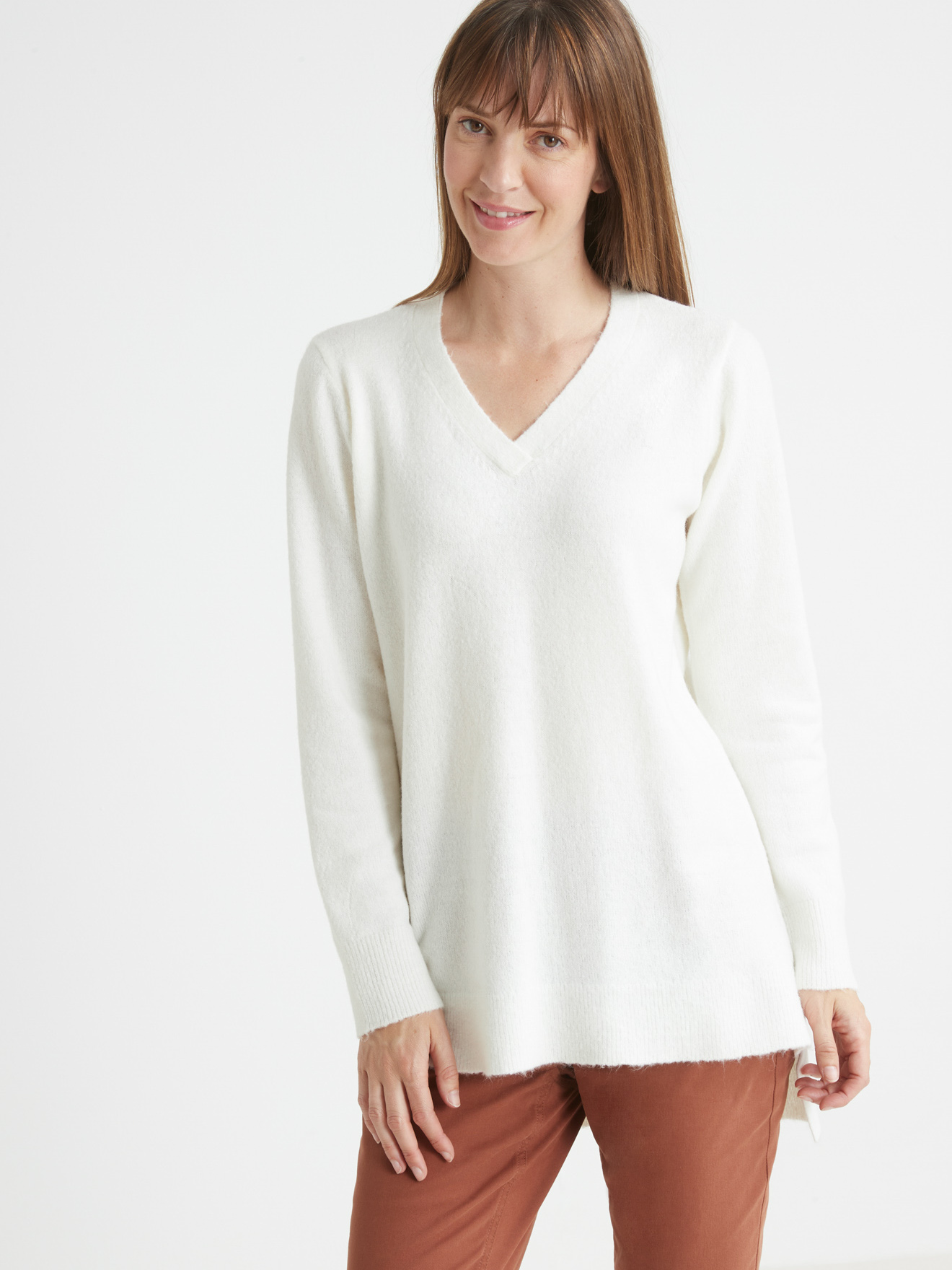Pull tunique encolure V