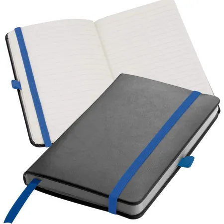 Macma Notizbuch mit blauen Lesebändchen, DIN A6, 160 linierte Seiten, schwarz