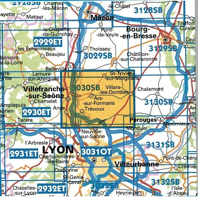 IGN - 3030 SB VILLEFRANCHE SUR SAONE 1 25 000