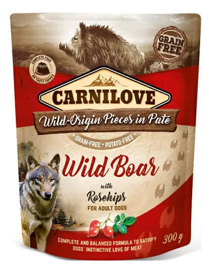 Carnilove Pouch Pate vådfoder m. vildsvin & hyben - 300g.