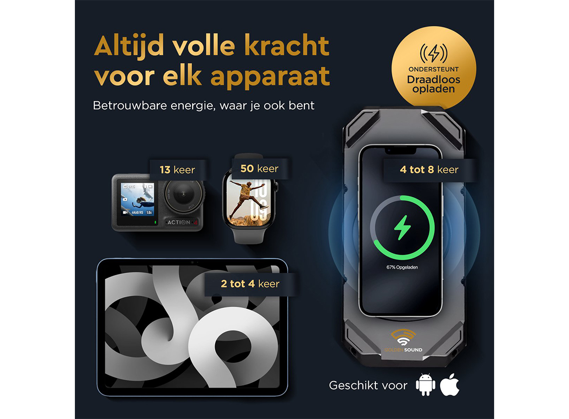 Golden Sound powerbank op zonne-energie - 30.000mAh