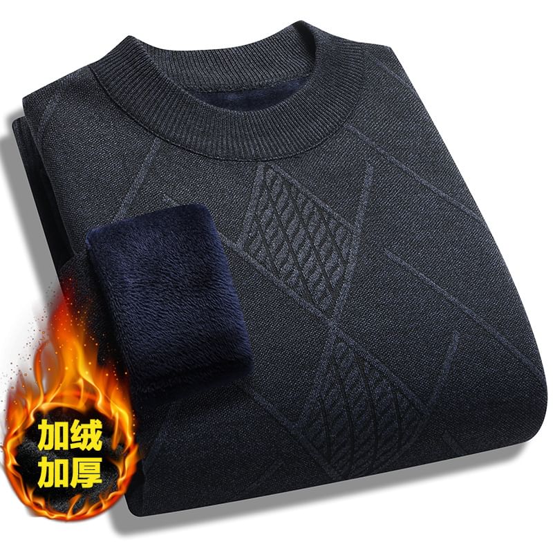 FORSETI - Trui met ronde hals en jacquard fleecevoering