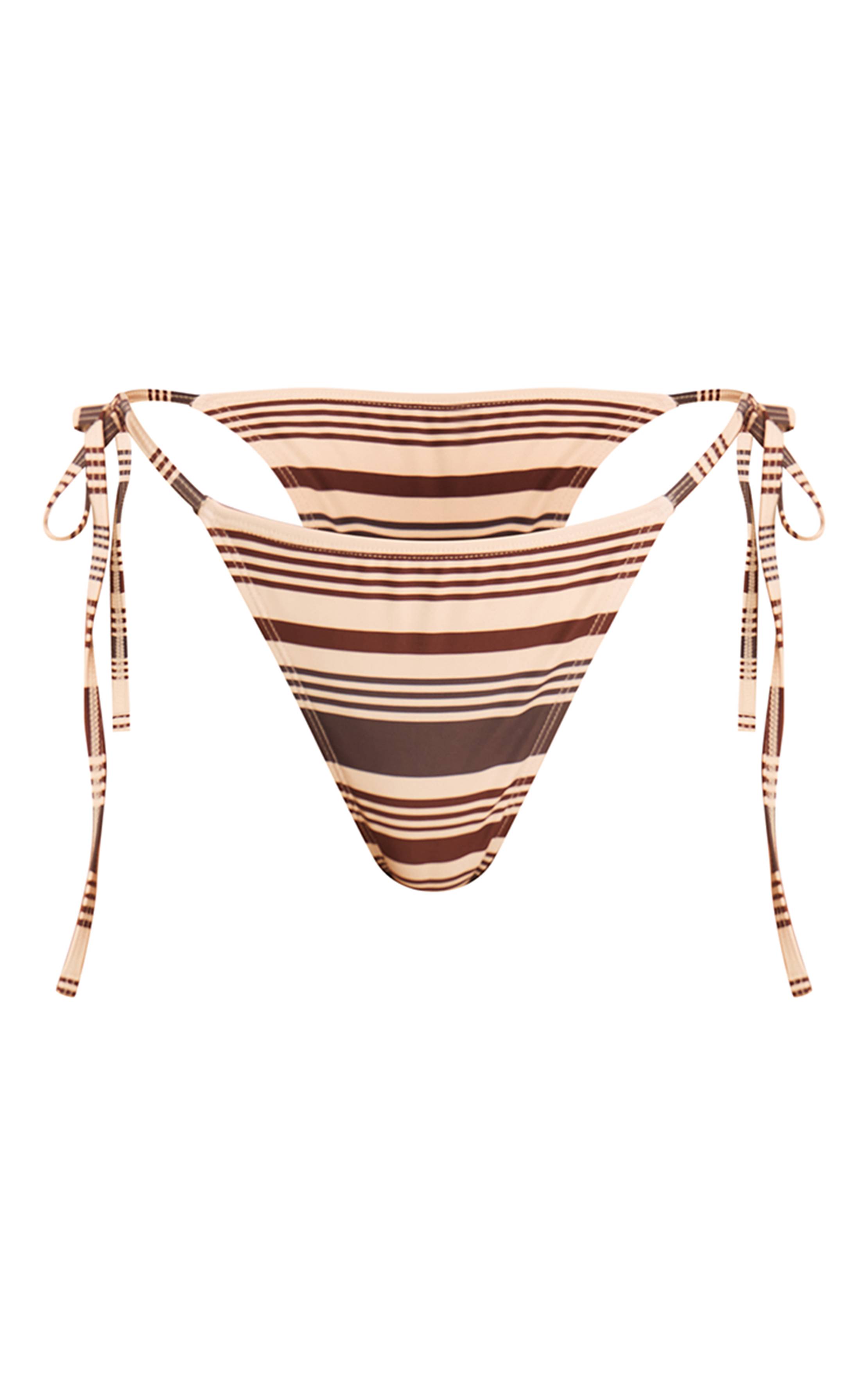 Marron Bas De Bikini À Rayures Avec Liens Sur Les Côtés