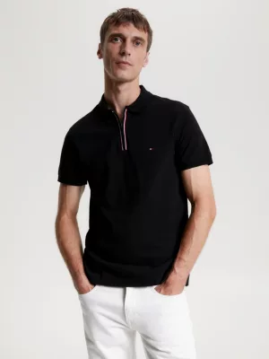 Polo Slim Fit com Zíper Contrastante