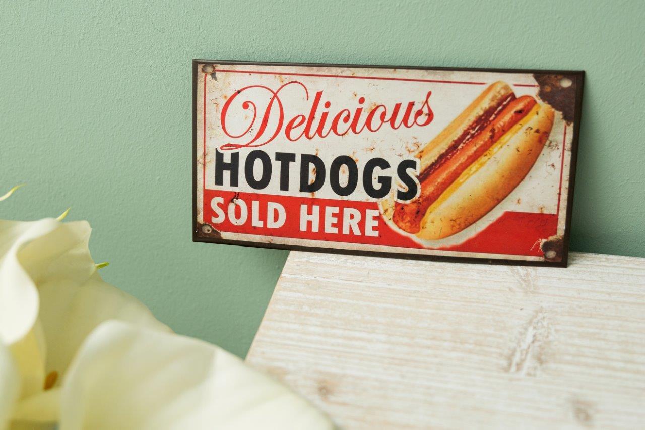 Metallschild - Delicious Hot Dogs - 30x15 cm