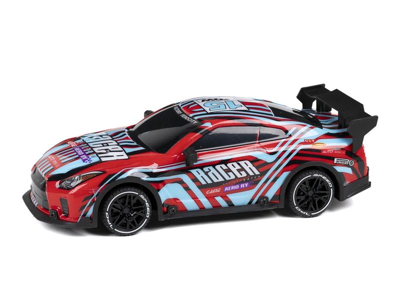 TEC-TOY Auto Racer R/C 1:18 Rot/Blau Ferngesteuertes Spielzeug mit Licht für Kinder ab 8 Jahren