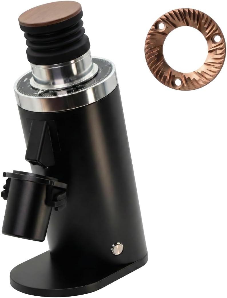 DF64 Kaffeemühle Gen 2 II, Berühmtes White Label, Elektrische Einzeldosis-Kaffeemühle, Nahezu Retentionsfrei (Schwarz) (Red-Ti-Mahlscheibe)