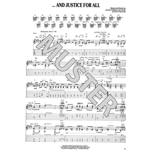 Cherry Lane Music Company Metallica and Justice for All