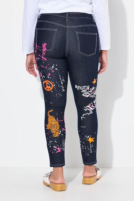 Jeans, Slim Fit, Print-Mix, 5-Pocket