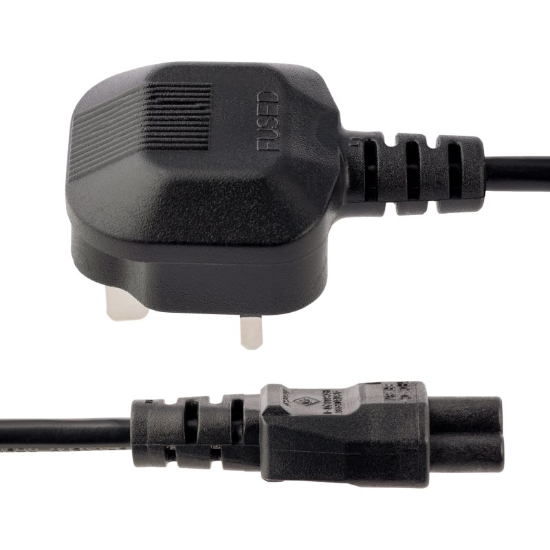 StarTech.com Cordon d'alimentation en trèfle pour GB BS1363 vers C5 pour ordinateur portable M/F - Noir
