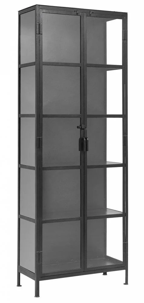 Nordal  Vitrineskab i jern, sort - 214x80 cm.