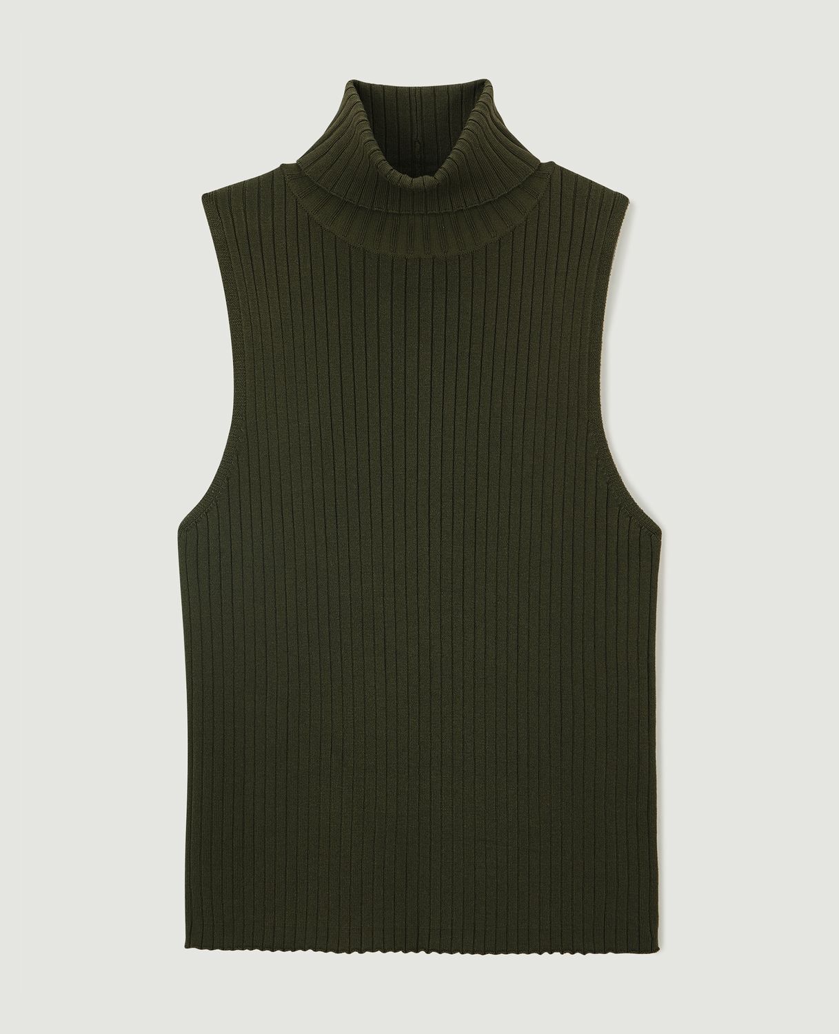 Top col roulé sans manches - Vert kaki