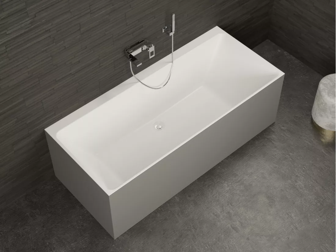 Baignoire semi-îlot Murale COBALT 170 Grise L. 170 x l. 75 cm, by SPALINA