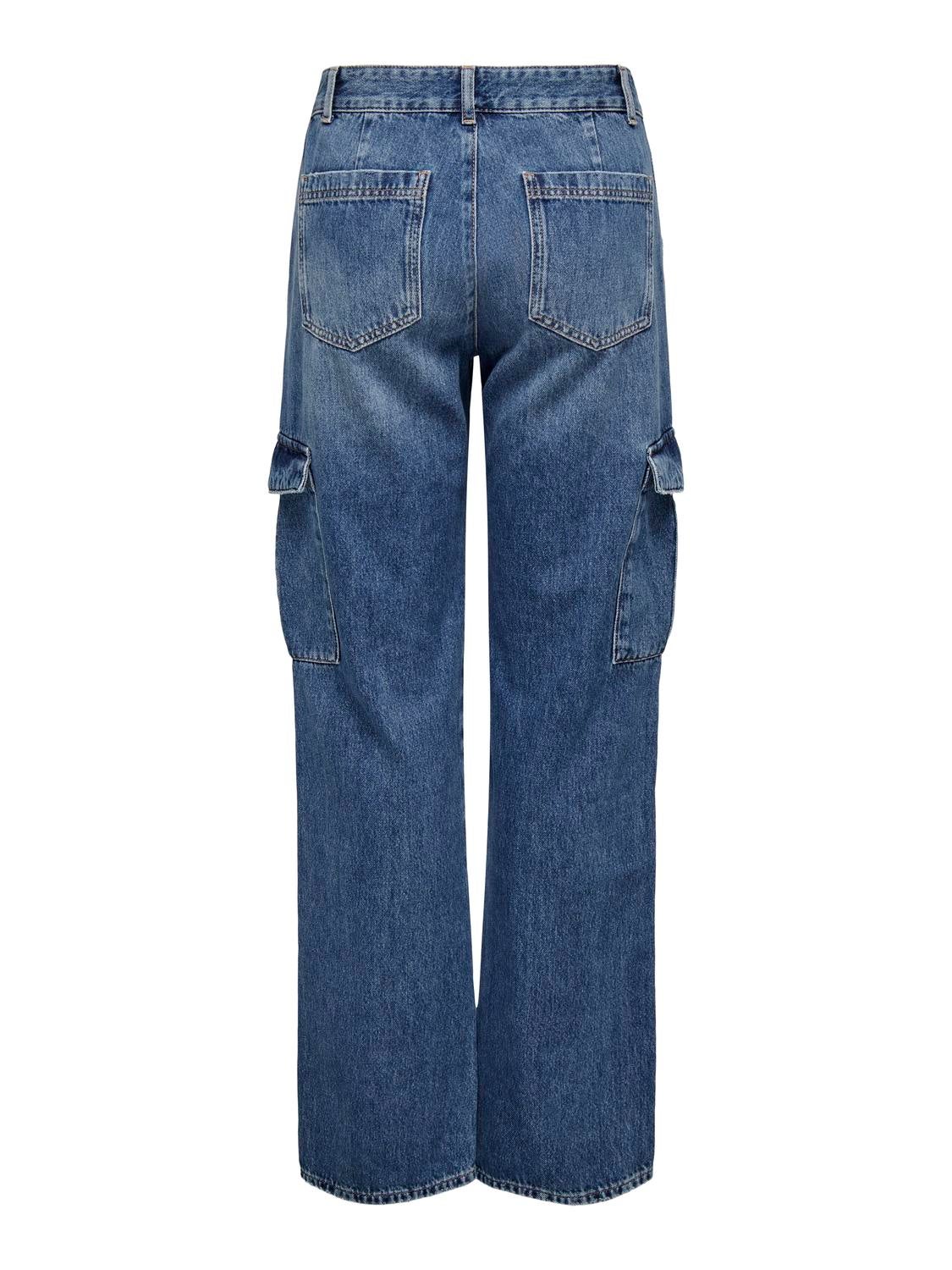 ONLJUNE Hohe Taille Gerade geschnitten Jeans Medium Blue Denim