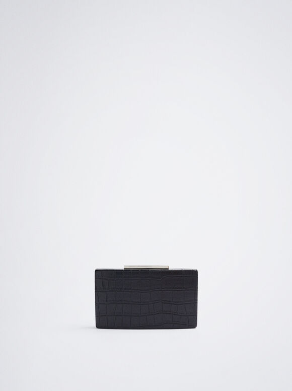 Clutch de festa com estampa animal - Preta
