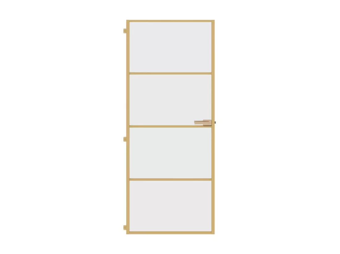 Porte intérieure mince doré 83x201,5 cm verre trempé aluminium