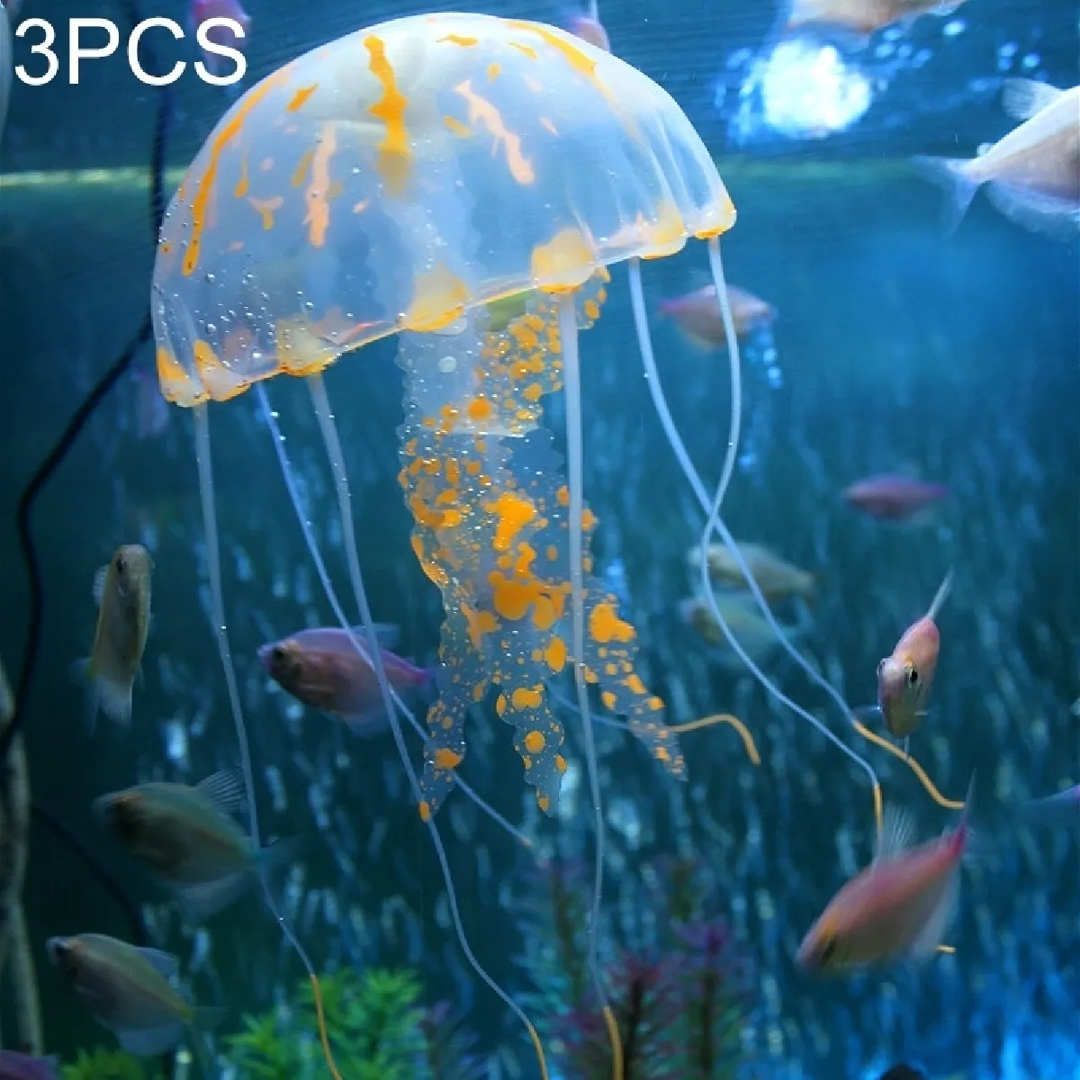 Wewoo Décoration aquarium Orange Méduses Fluorescentes 3PCS