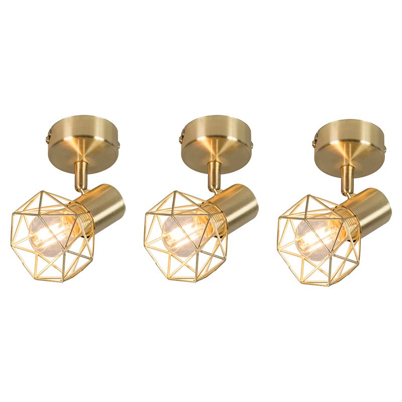 Set van 3 art deco spot messing draai- en kantelbaar - Mosh