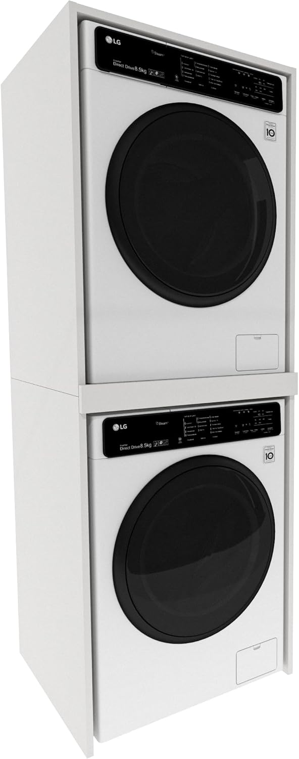 Waschmaschinenschrank offen – Waschmaschinen Überbauschrank in Weiß – 66x180x65 cm – Offenes Bad- & Hauswirtschaftsregal – für Waschmaschine oder Trockner geeignet