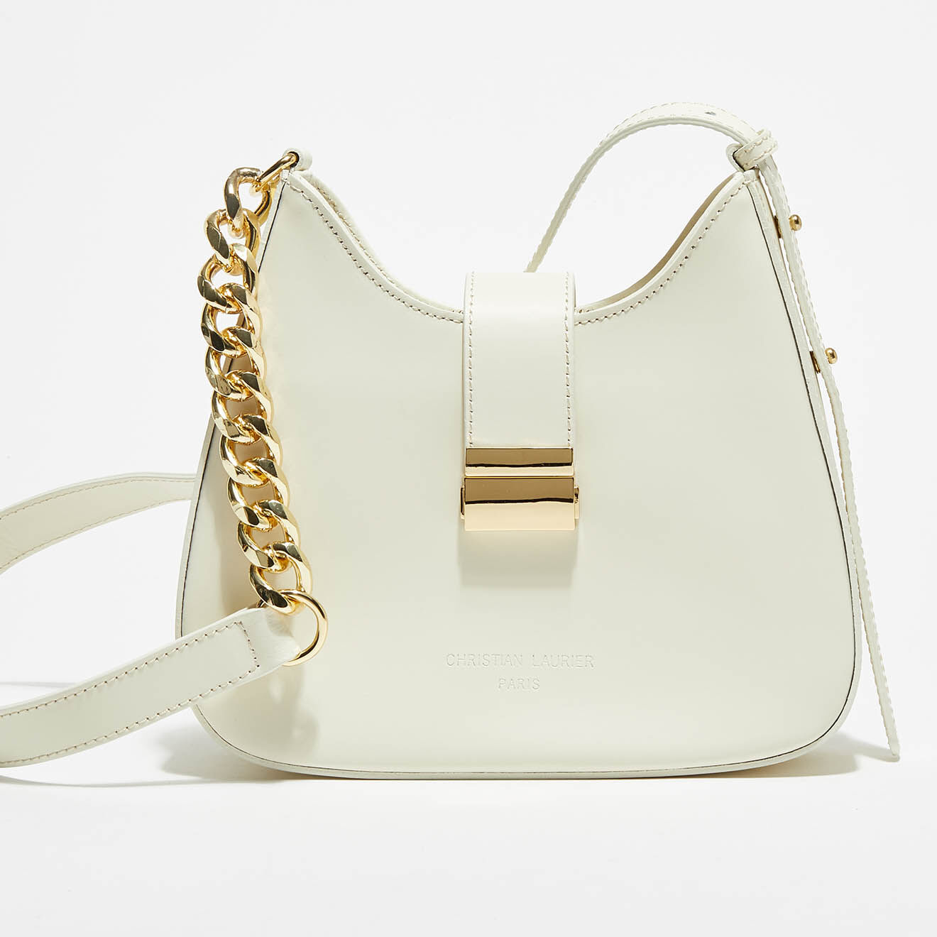 Christian Laurier Sac bandoulière en Cuir Hely blanc cassé - 24x22x6.5 cm