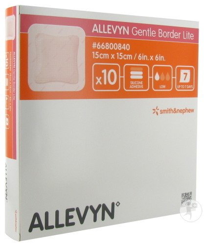 Allevyn Gentle Border Lite Pansement Hydrocellulaire Adhésif 15x15cm Pièces 10