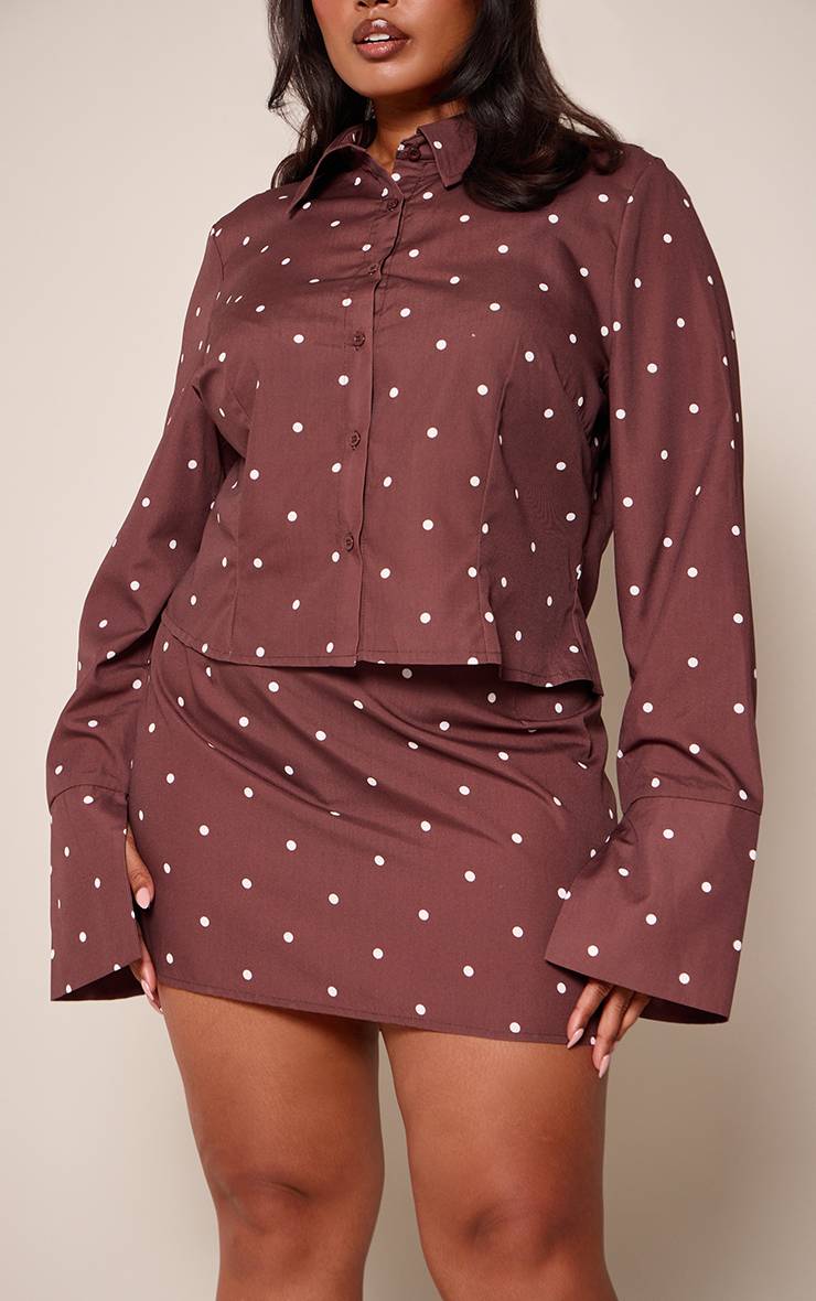 Chocolat Jupe Mini À Pois Coordonnée Grande Taille