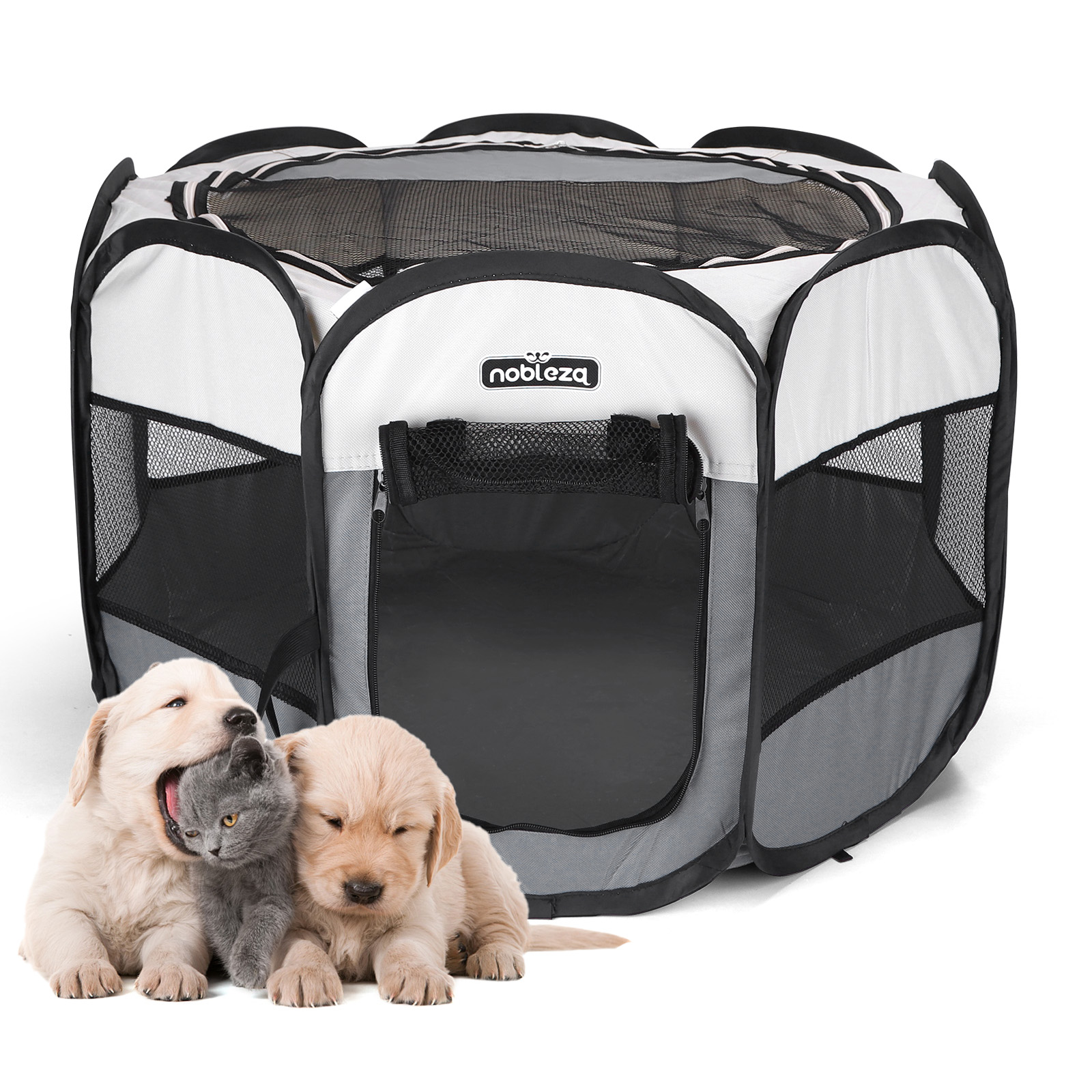 Nobleza - Cercado dobrável para cães, cercado portátil para cães, cercado impermeável em tecido Oxford, gaiola octogonal para filhotes, gatos, cães e coelhos, 72x72x45cm