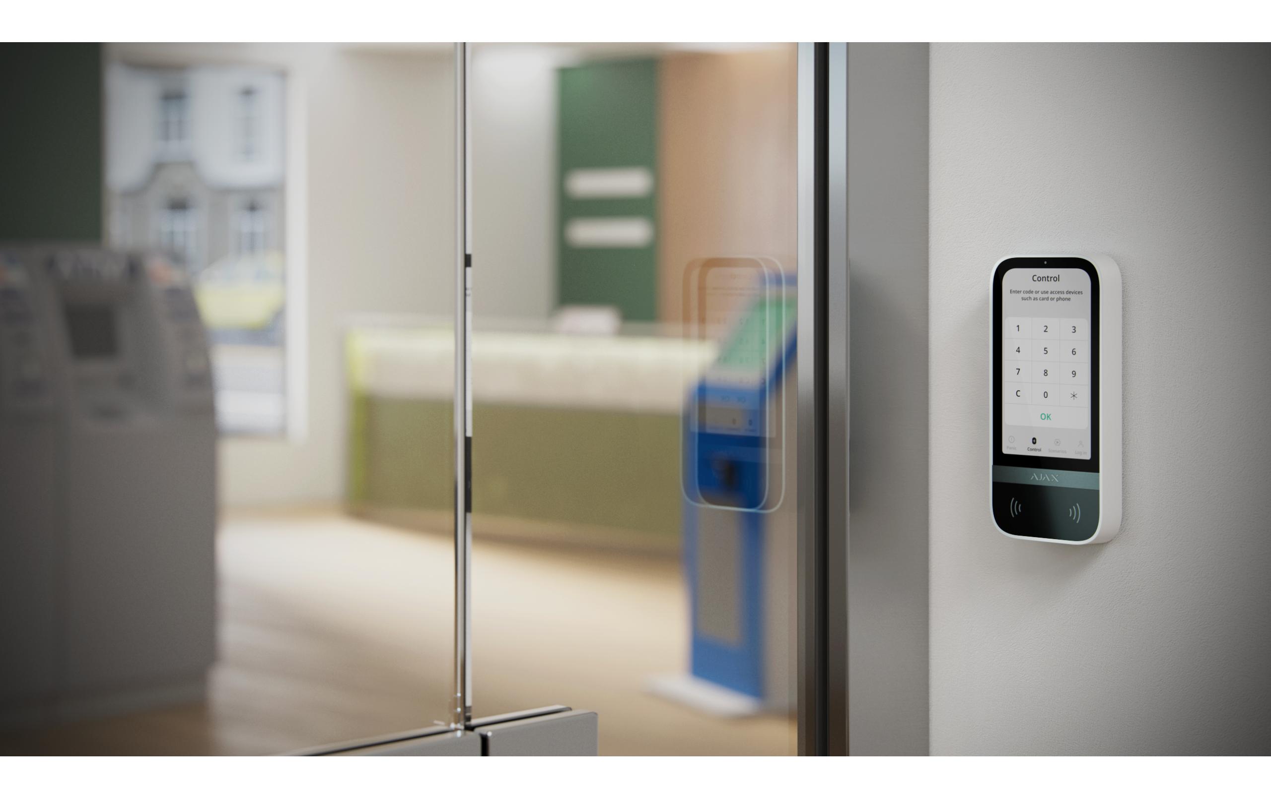 LCD-Bedienteil Baseline KeyPad TouchScreen Jeweller Weiss<br>Kabelloses Bedienteil mit Touchscreen für die Steuerung eines Ajax-Systems