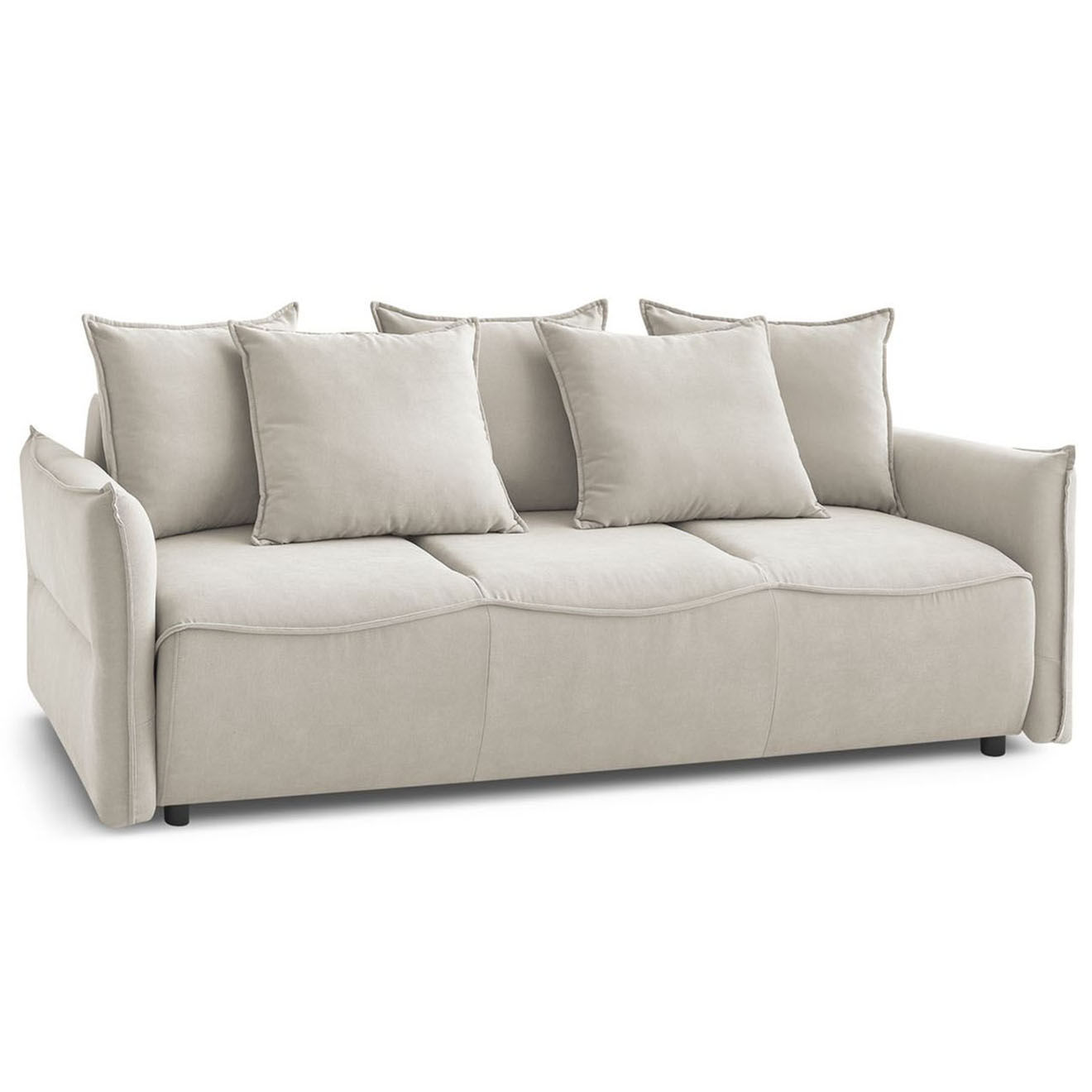 Bobochic Canapé 3 places convertible coffre Bouclette Leon beige - 226x97x90 cm