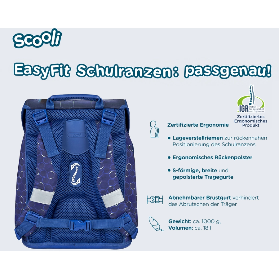 Scooli EasyFit Schulranzen - Set Team Player