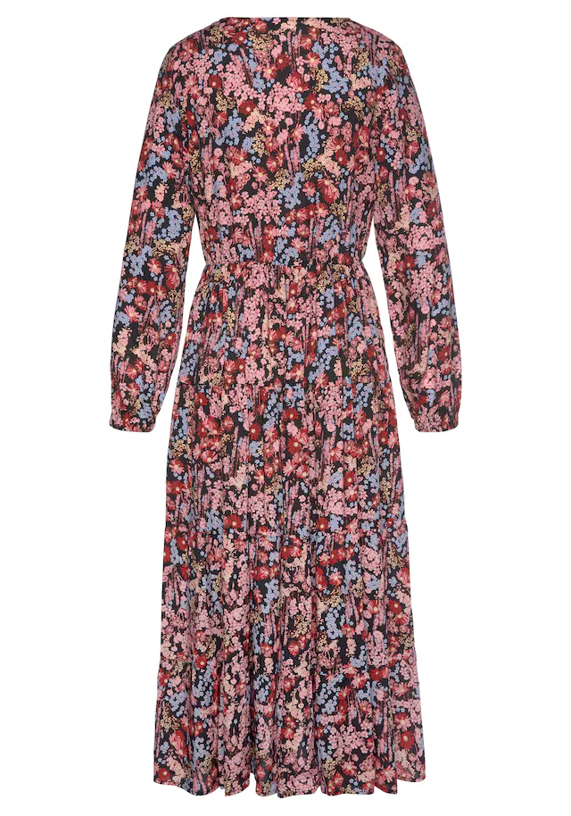 LASCANA Maxikleid mit Blümchenprint und V-Ausschnitt, Sommerkleid