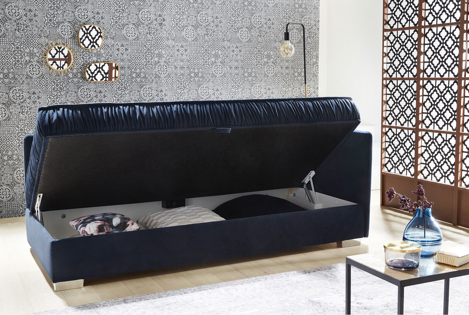 Schlafsofa LINA 207 cm dunkelblau