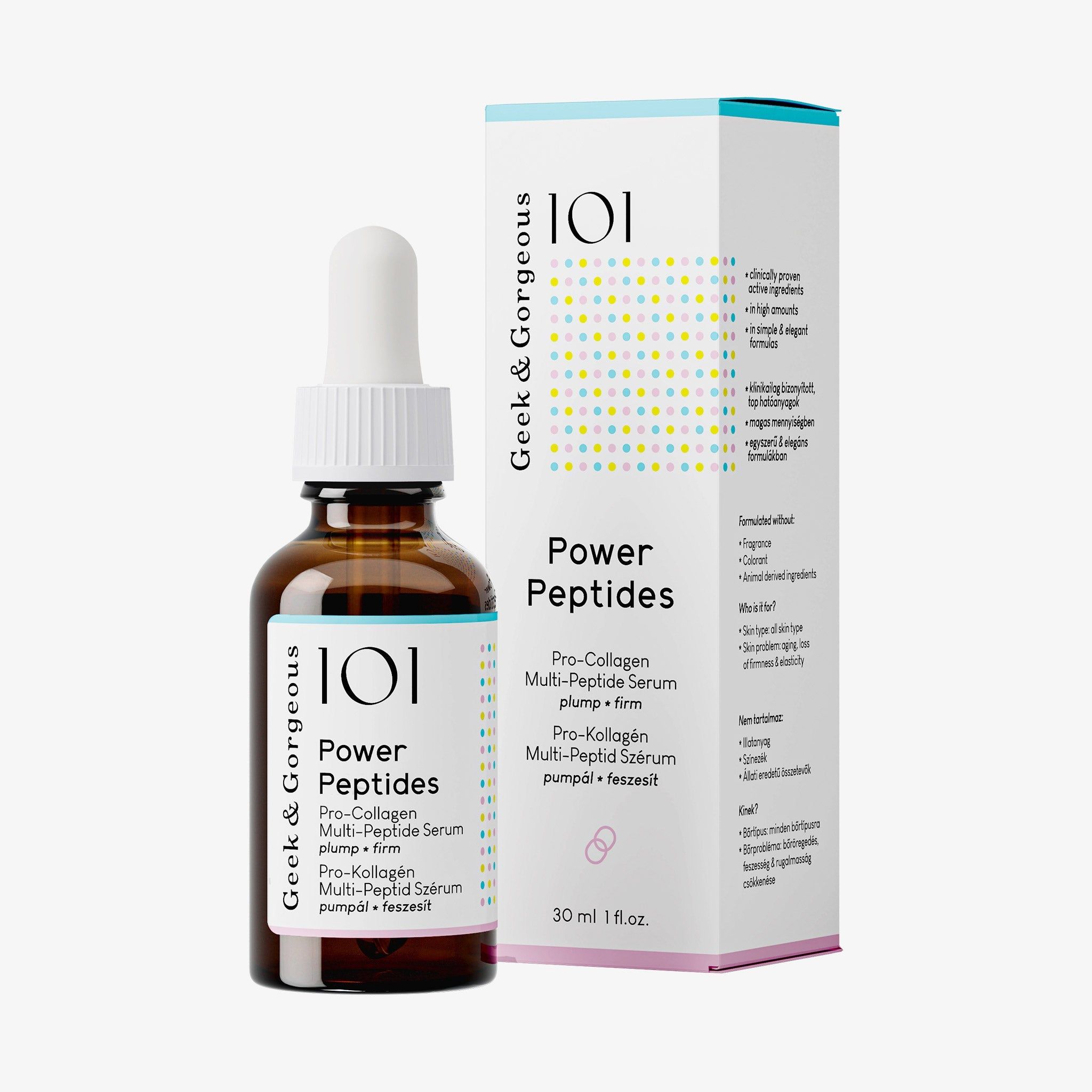 Geek & Gorgeous Power Peptides Anti-Aging Serum mit Multi-Peptiden, Reduzierung von Falten, 30 ml