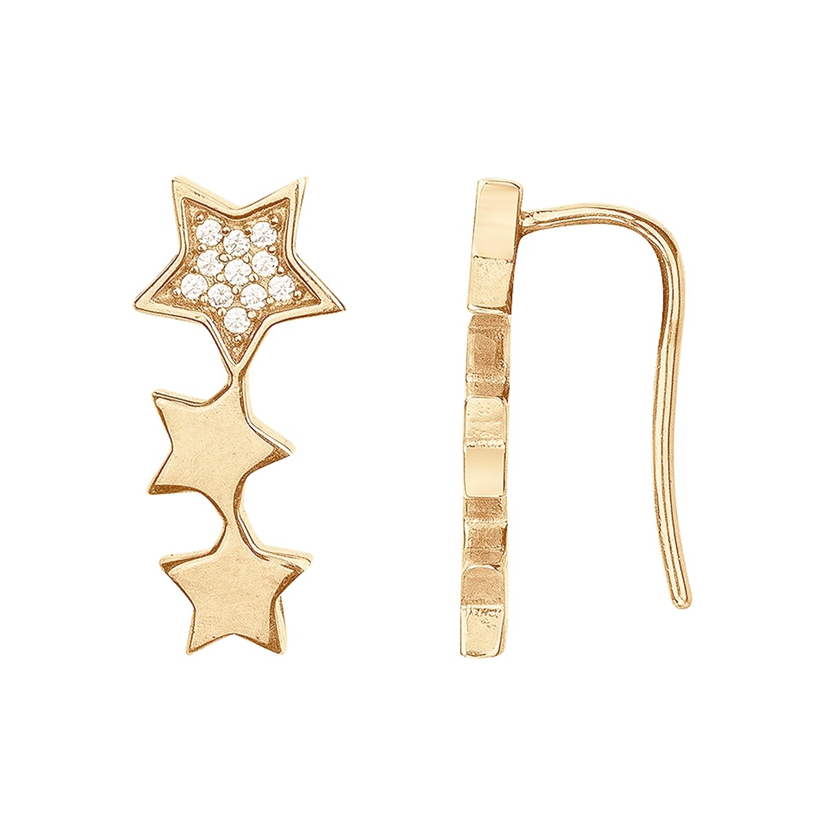 Boucles d'oreilles earcuff en Plaqué Or avec oxyde de zirconium blanc