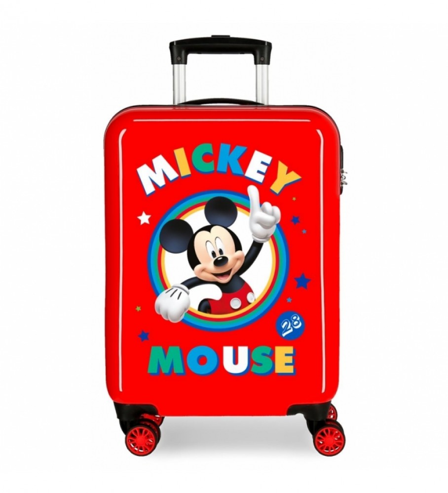 Mala de cabine rígida Joumma Bags Circle Mickey vermelha - 38x55x20cm -