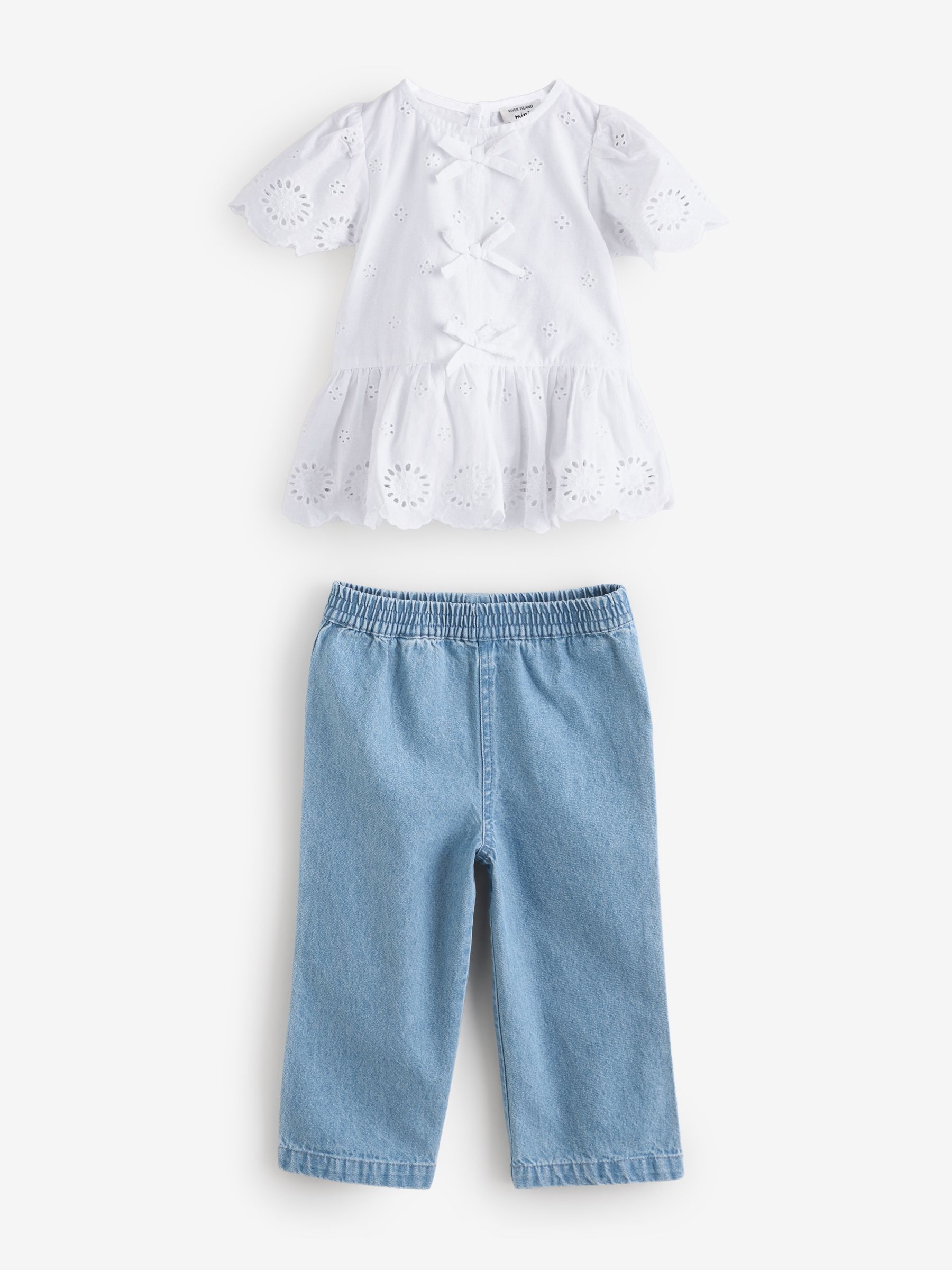 River Island 100% katoenen broidery top en joggingbroek set