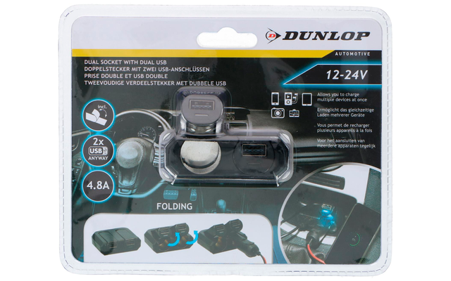 Dunlop Steckdose 12/24 V mit 2 x USB