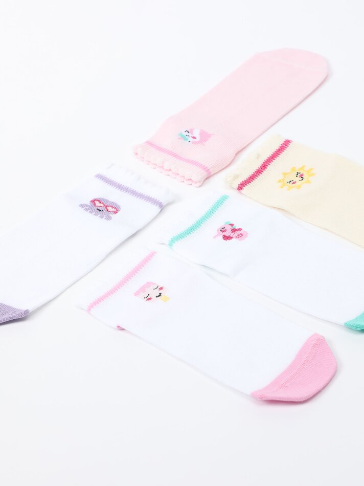 Pacote com 5 pares de meias estampadas - Sortidas
