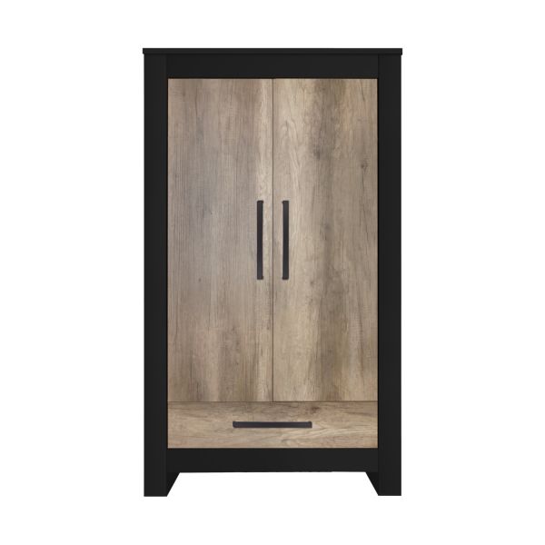 Kidsmill Long Island Kledingkast 2-Deurs Zwart / Oldwood