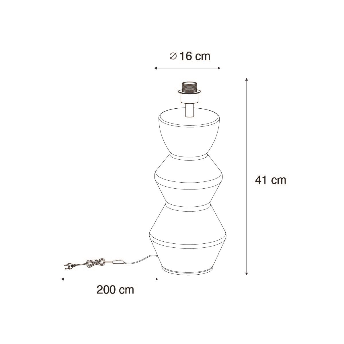 Design tafellamp zwart keramiek 16 cm zonder kap - Alisia