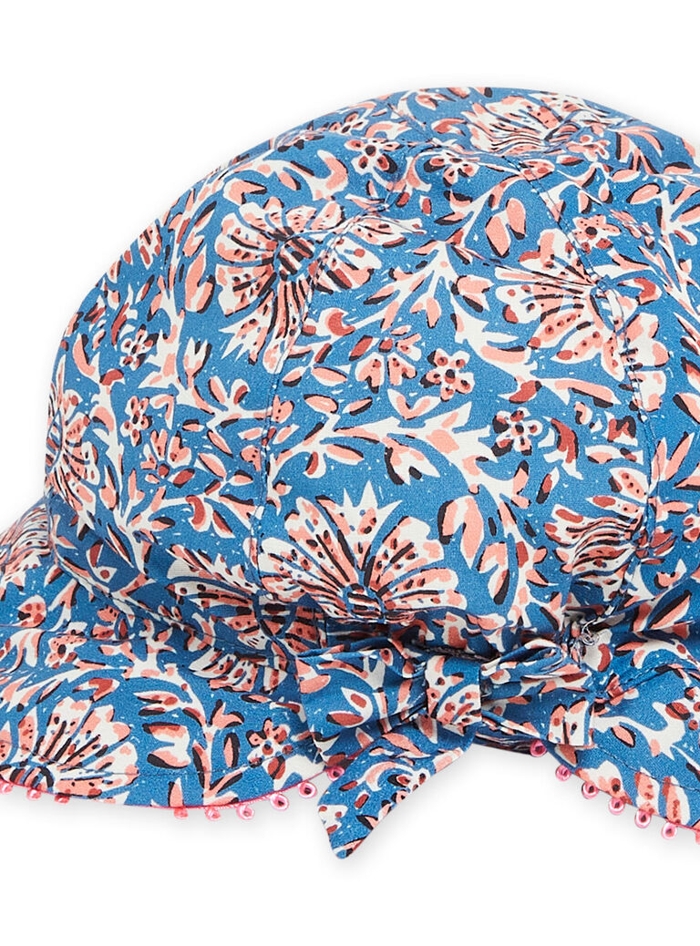Chapeau bleu à imprimé fleuri bébé fille