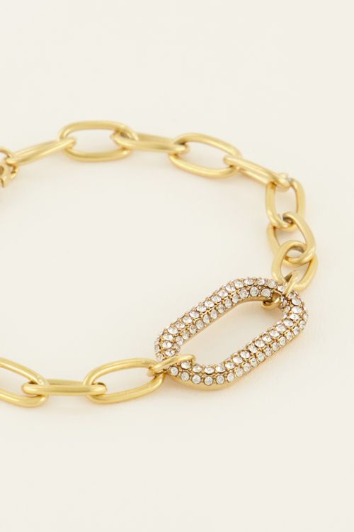Schakelarmband met strass bedel