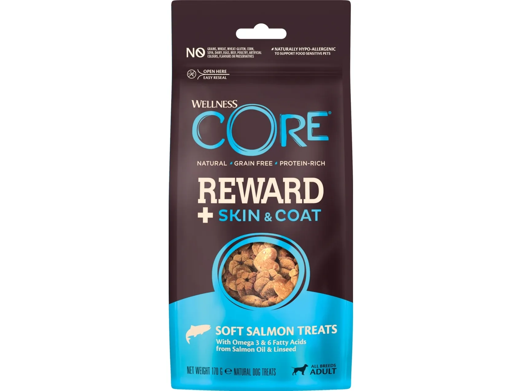 CORE Reward  Treats Salmon Skin & Coat 170g - (8 pk/ps)