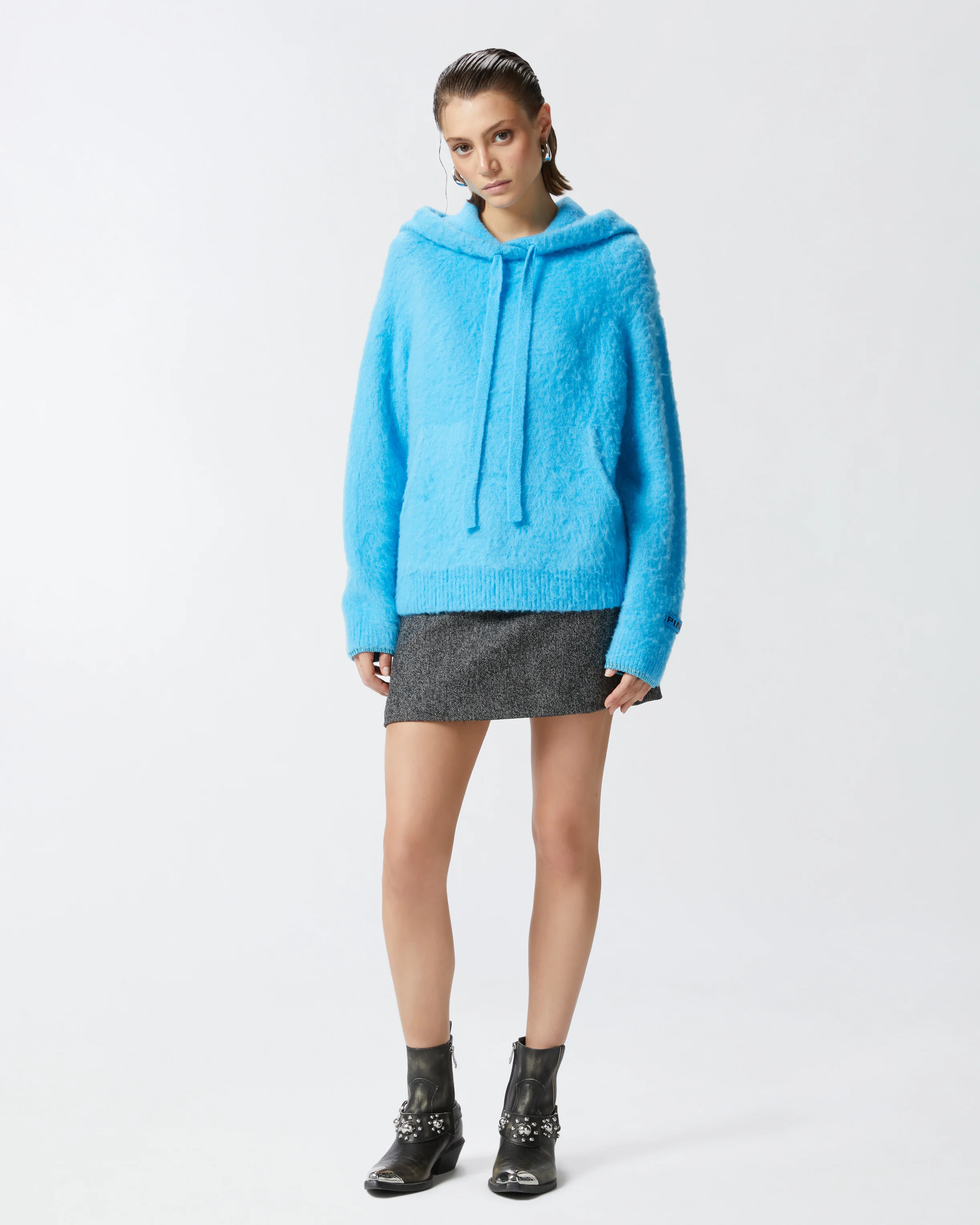 Pull fluffy à capuche | Bleu