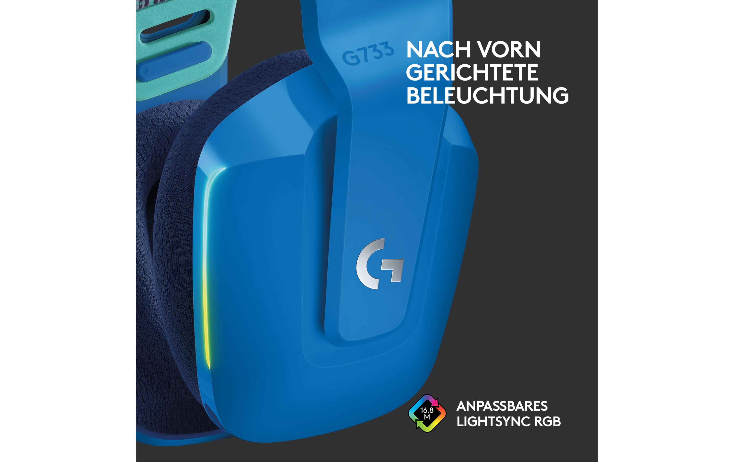 Headset G733 Lightspeed BlauWireless-Gaming-Headset mit DTS 7.1 Surround-Sound und RGB Beleuchtung