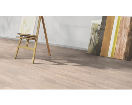 Parket 13.0 Eiken Lichtbeige Scheepsdek 3-Strook Geëgaliseerd Wit Geolied
