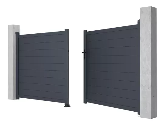 Portail battant aluminium plein L355 x H166 cm anthracite - NAZARIO