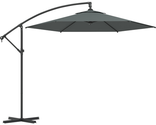 Soluna Lyon zweefparasol, Ø 300 cm, donkergrijs, inclusief kruisvoet