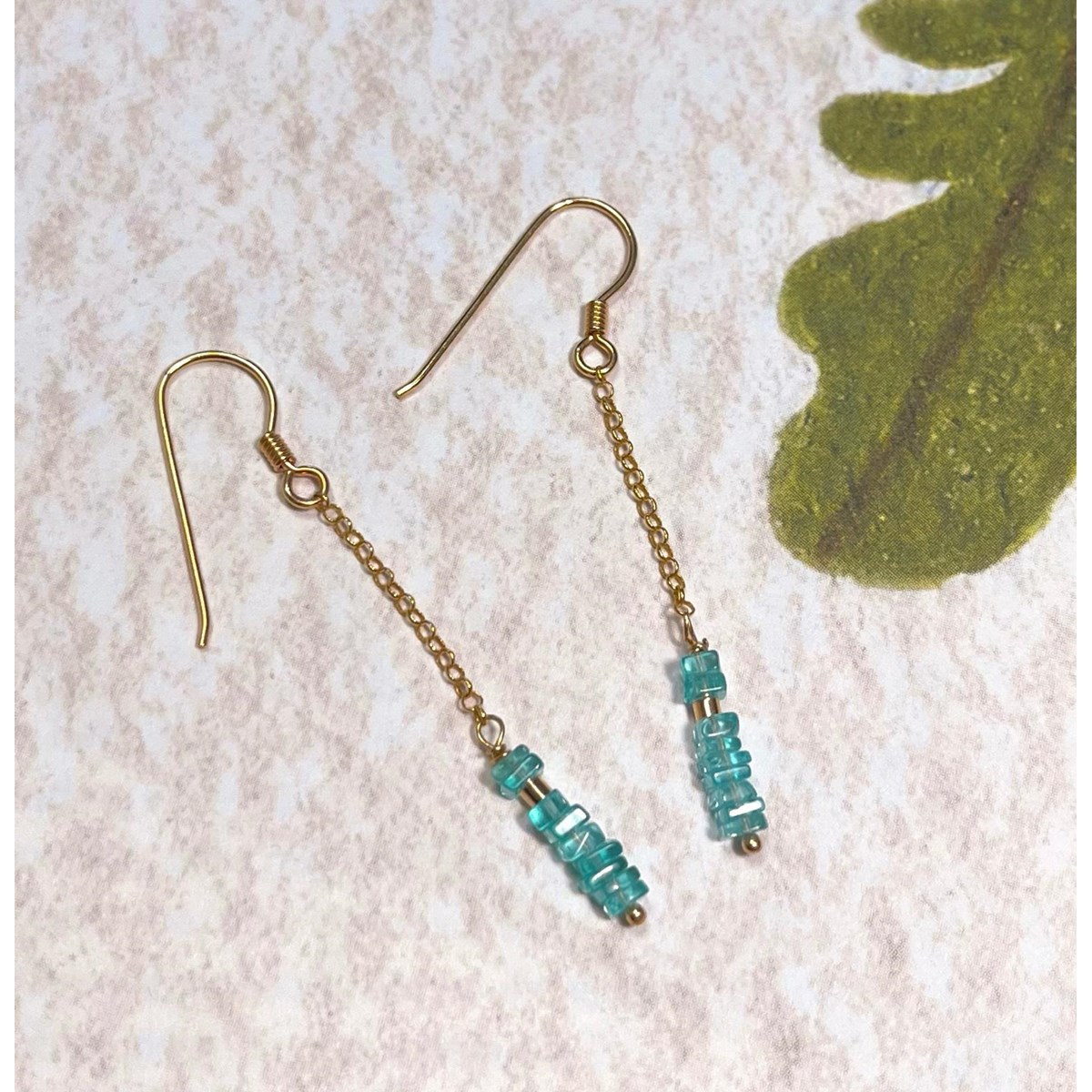 Boucles d'Oreilles Apatite Bleue en Argent 925 Doré